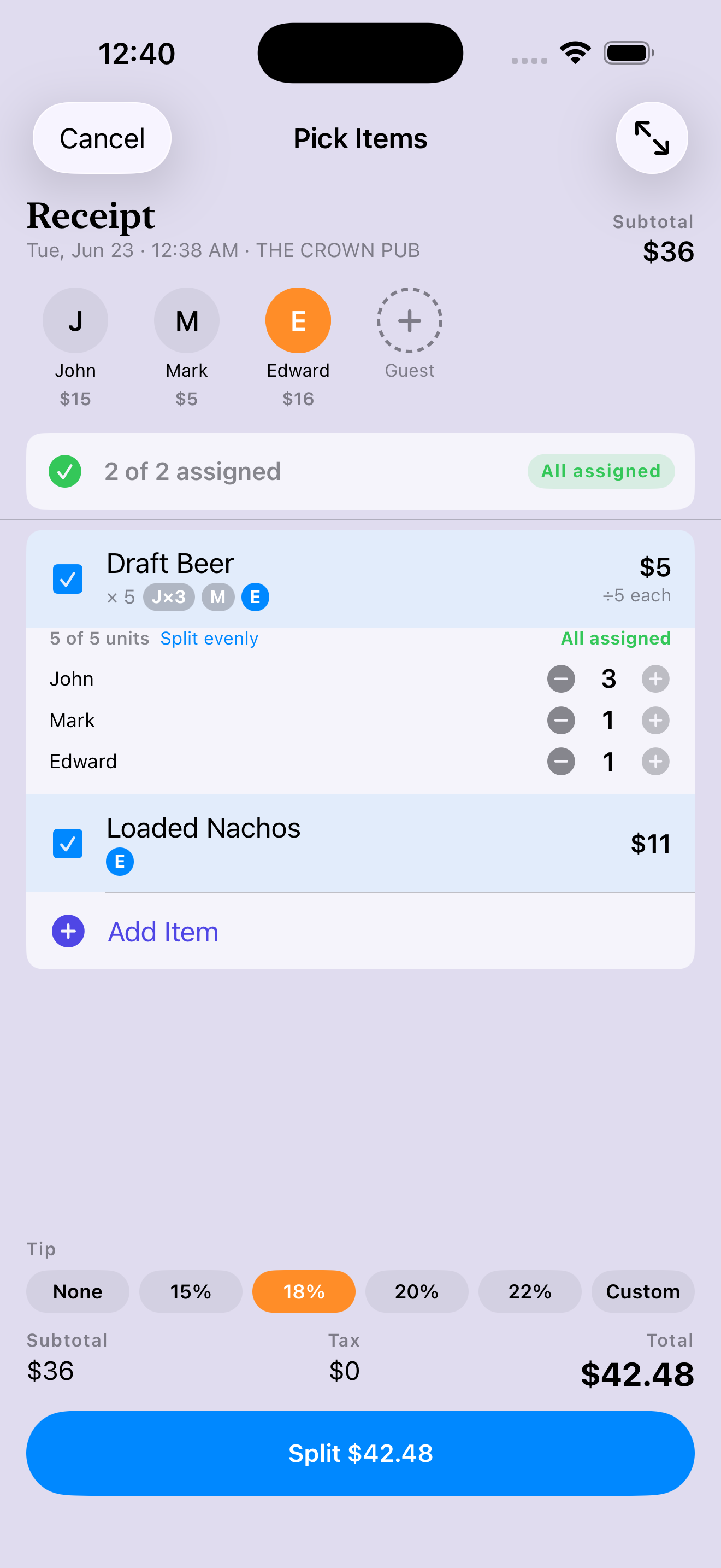 Assigning a round of beers by quantity — three to John, one each to Mark and Edward